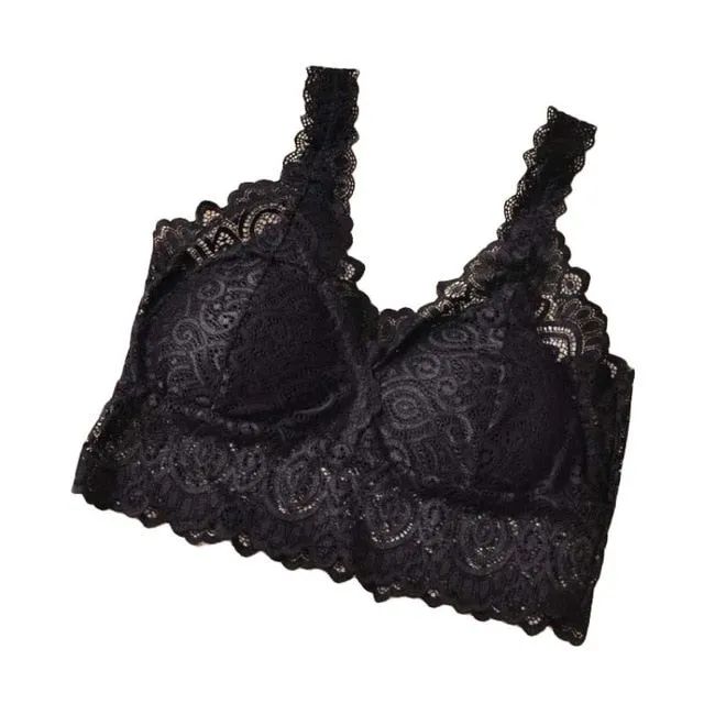 2019 Floral Cami Padded Tank Tops Sexy Women Lace Crochet Bralette Bralet Bra Bustier Crop Top