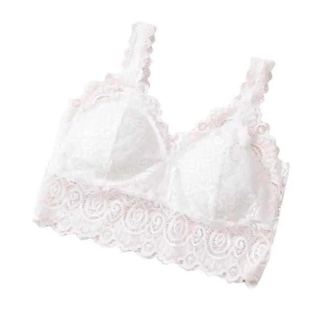 2019 Floral Cami Padded Tank Tops Sexy Women Lace Crochet Bralette Bralet Bra Bustier Crop Top