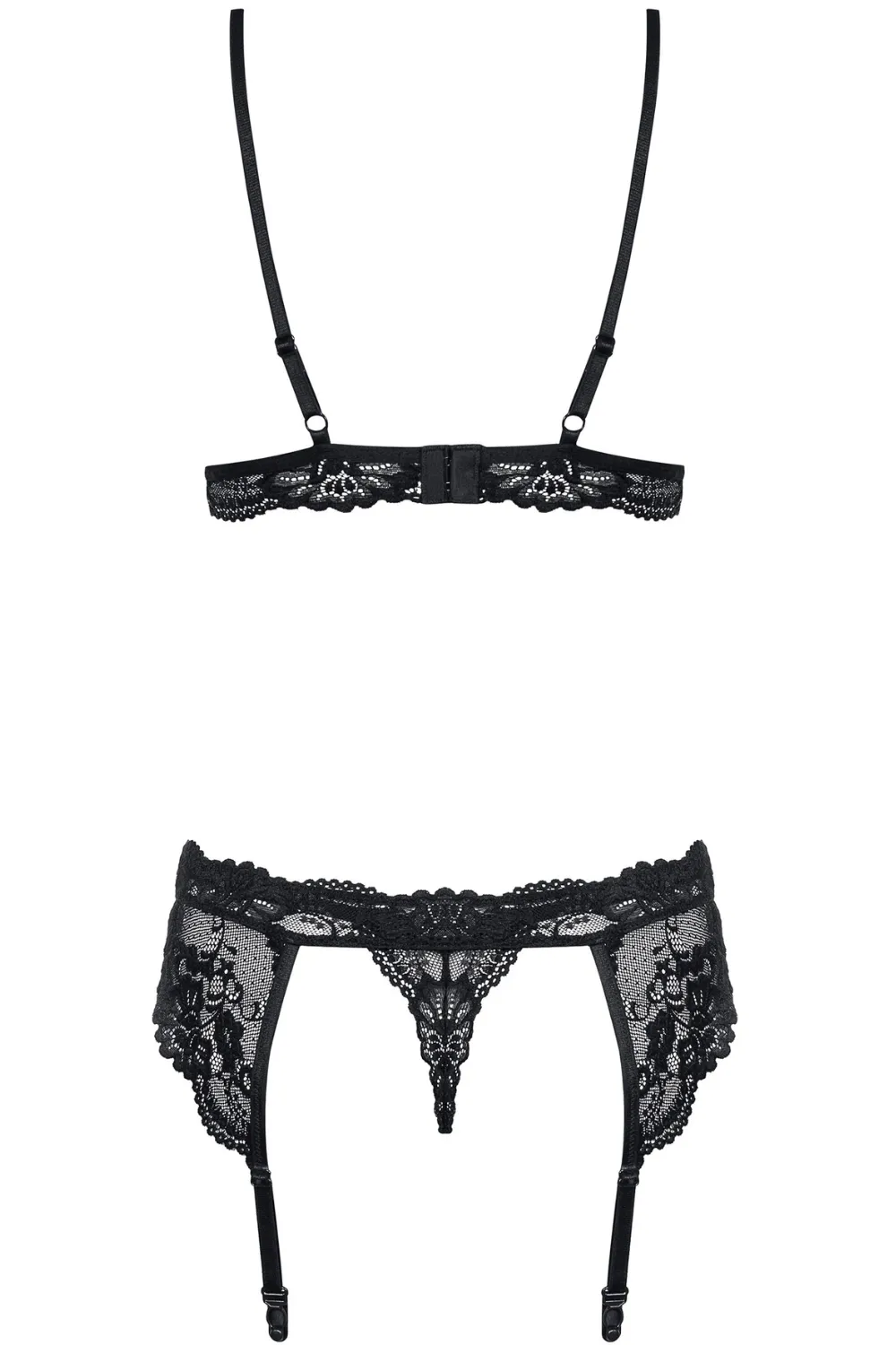 810 Bra. Thong & Suspender Belt Black