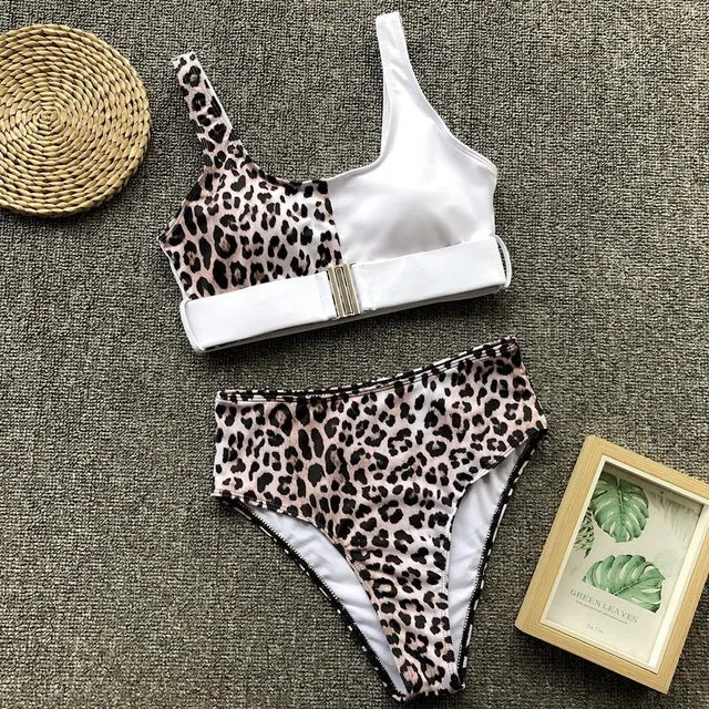AIUJXK New 2019 Summer Leopard Neon Biquini Women Lingerie 2 Piece Swimsuit Summer Sexy High Waist Bra Set Ladies Underwear