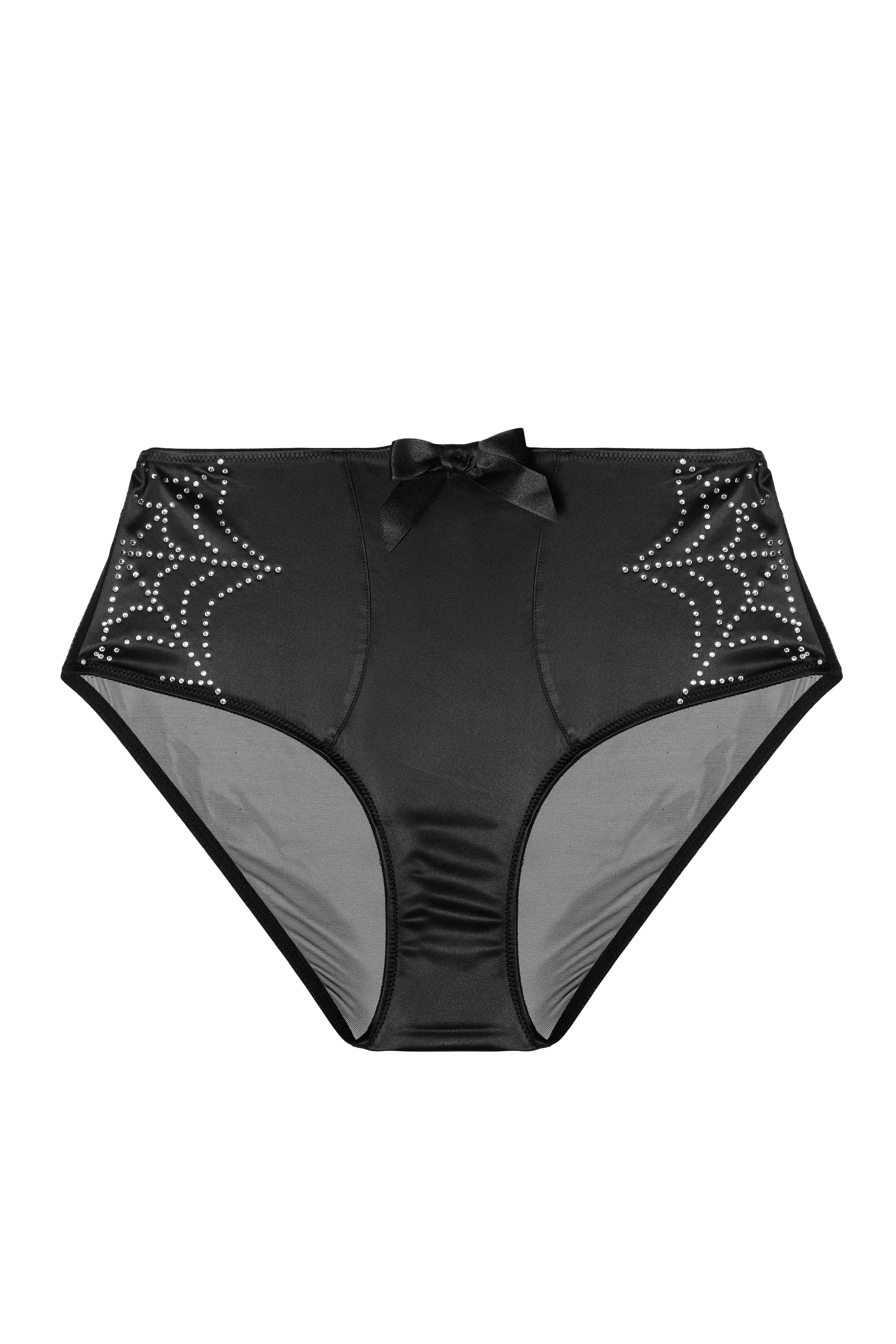 Annabelle Diamante Spiderweb Black High Waist Brief