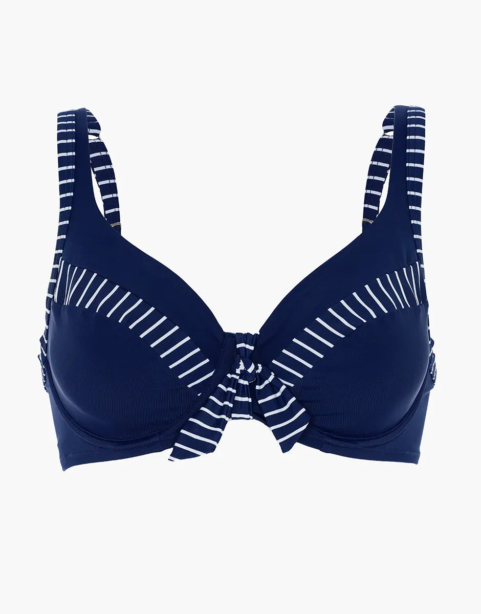 Blue microfibre underwired bikini top