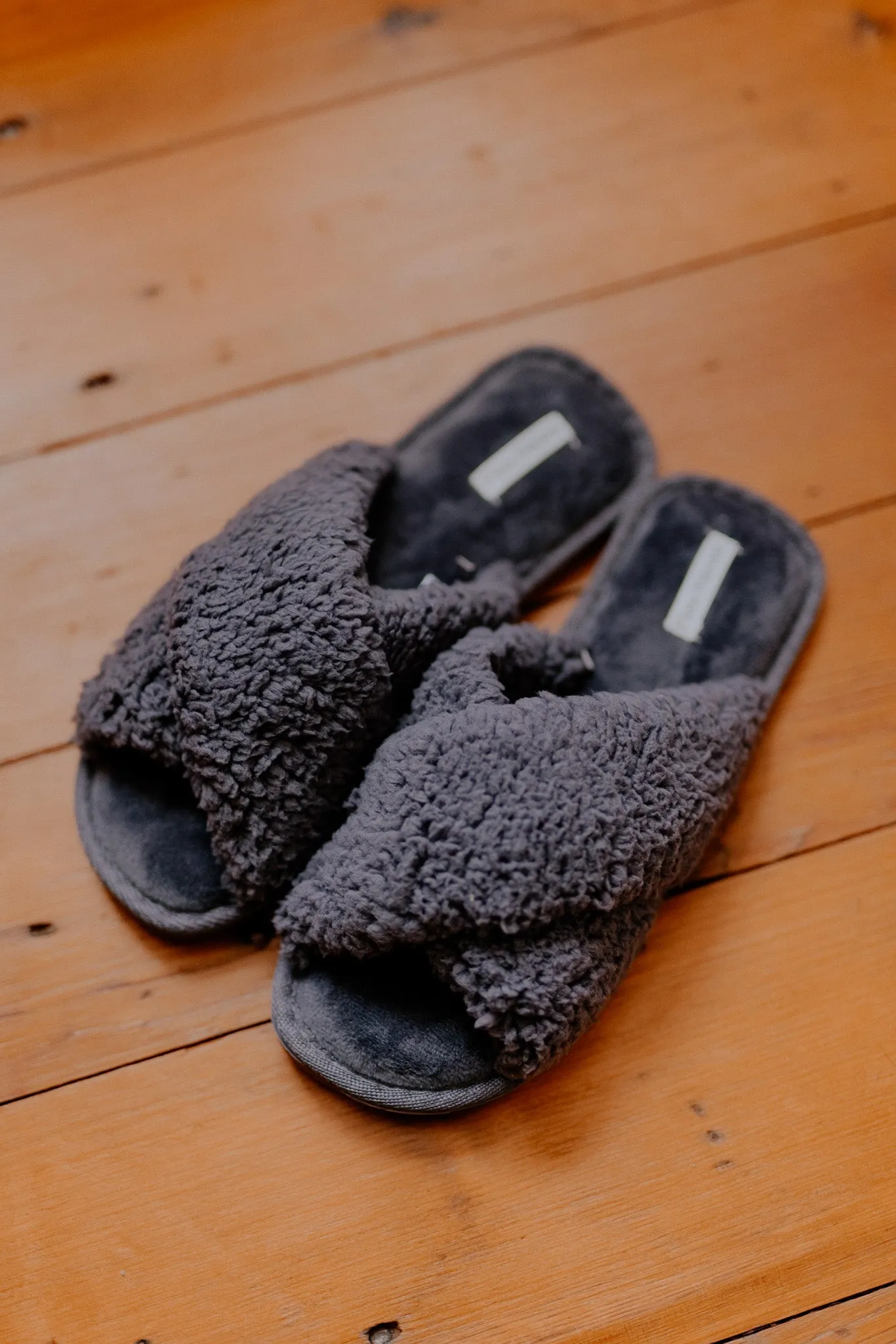 Flora Nikrooz Criss Cross Fluffy Fleece Slipper