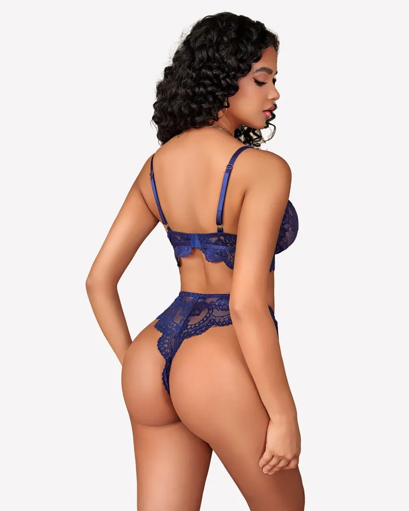 Floral Lace Bra and Panty Set