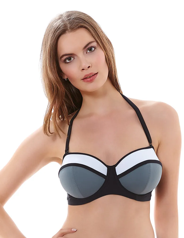 Freya Swim Bondi AS3963 Black Underwire Padded Bandeau Bikini Top Swimwear