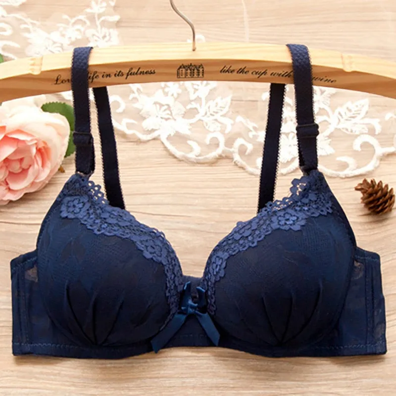 Hot Sexy Women Bra  Fashion Lace Floral Bralette Bras Girls Sweet Wire Free Bra Lingerie Underwear