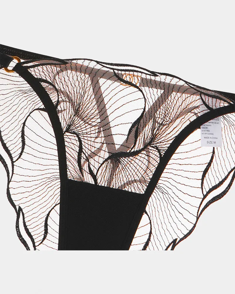 Ruffle Shoulder Strap Bra and Panty Set