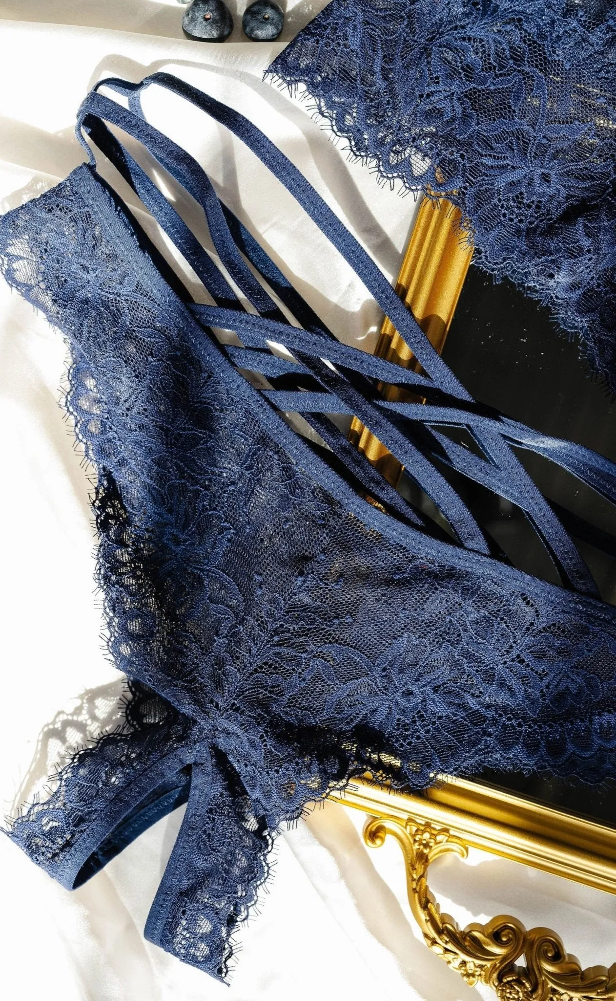 Strappy Crotchless Panty - Navy