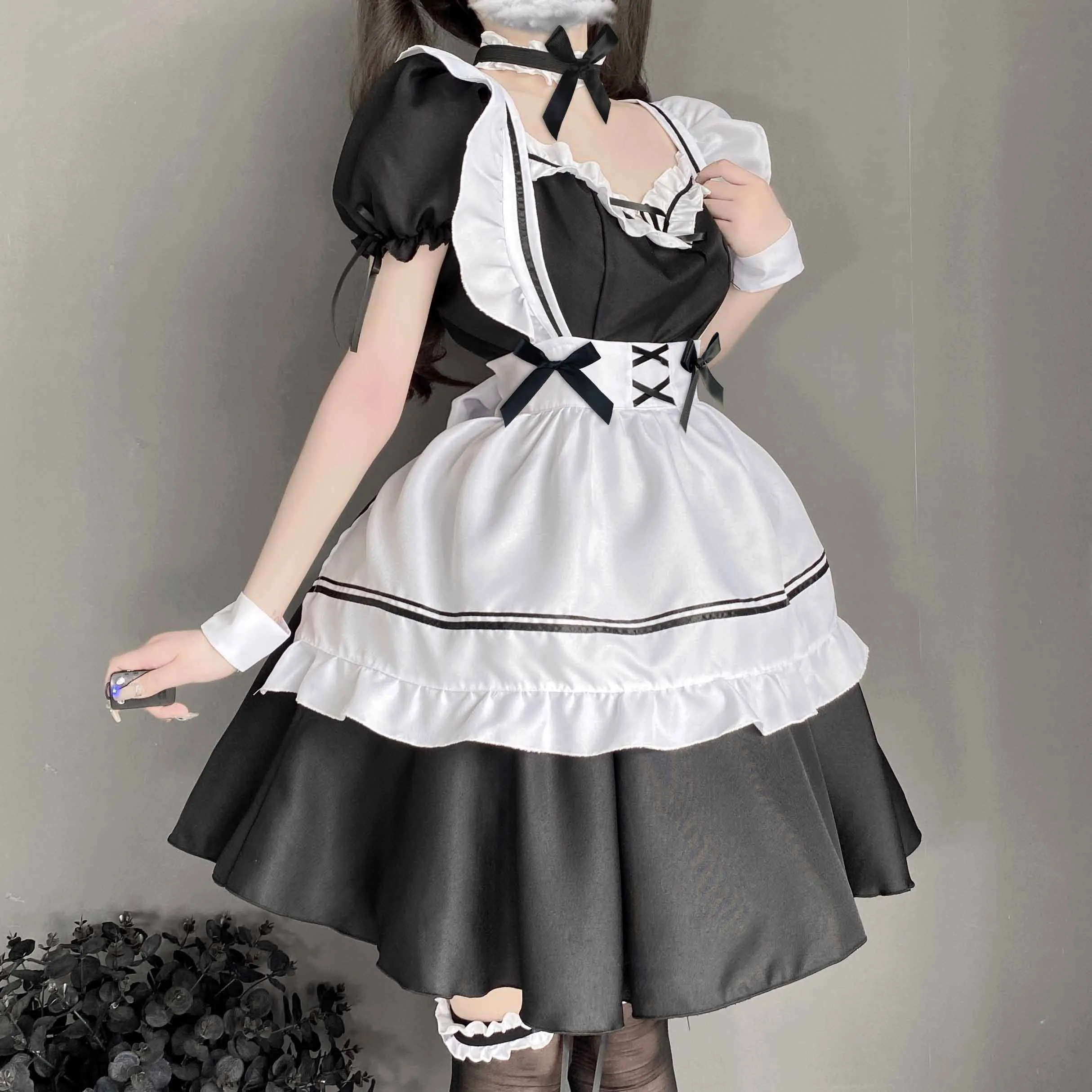 T-1229  Erotic lingerie sexy openwork seduction Japanese apron loli maid