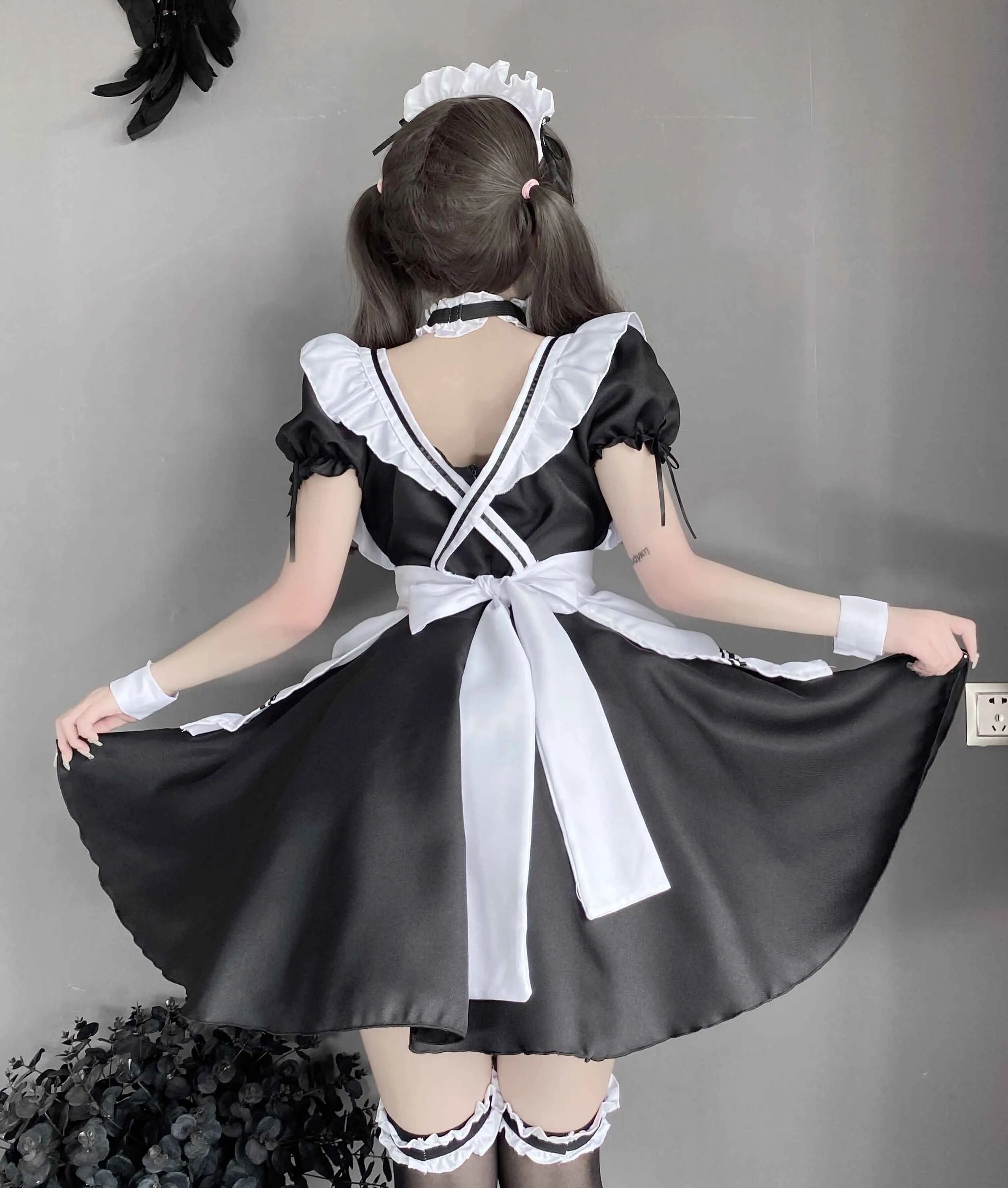 T-1229  Erotic lingerie sexy openwork seduction Japanese apron loli maid