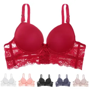 Women Fashion Lace Bra Patchwork Bralette Push Up Bra Cotton Seamless Intimates Female Bra Tops Lingerie For Lady Plus Size 2019