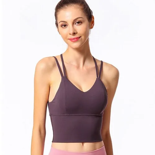 Women Sexy Back Cross Strappy Sports Bra High Impact Gym Bra Top Sport Bh Comfy Longline Yoga Fitness Crop Top