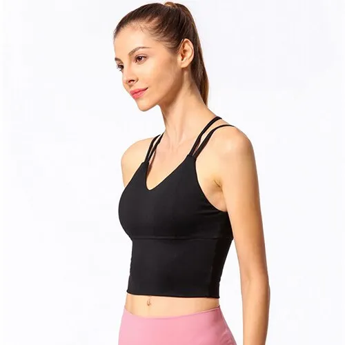 Women Sexy Back Cross Strappy Sports Bra High Impact Gym Bra Top Sport Bh Comfy Longline Yoga Fitness Crop Top